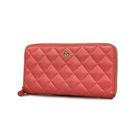 Chanel Long Wallet Matelasse Caviar Skin Pink - Picture 1 of 11